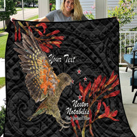 Personalised New Zealand Kea Quilt Nestor Notabilis With Harakeke Maori Pattern LT14 Black - Polynesian Pride
