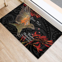 Personalised New Zealand Kea Rubber Doormat Nestor Notabilis With Harakeke Maori Pattern LT14 - Polynesian Pride