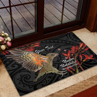 Personalised New Zealand Kea Rubber Doormat Nestor Notabilis With Harakeke Maori Pattern LT14 - Polynesian Pride