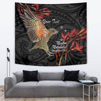 Personalised New Zealand Kea Tapestry Nestor Notabilis With Harakeke Maori Pattern