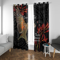 Personalised New Zealand Kea Window Curtain Nestor Notabilis With Harakeke Maori Pattern