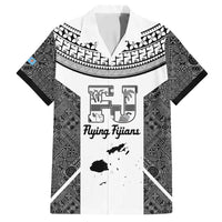 Custom Fiji Tapa Rugby Family Matching Summer Maxi Dress and Hawaiian Shirt Flying Fijian Black And White Version
