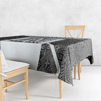 Custom Fiji Tapa Rugby Tablecloth Flying Fijian Black And White Version
