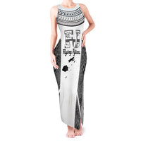 Custom Fiji Tapa Rugby Tank Maxi Dress Flying Fijian Black And White Version