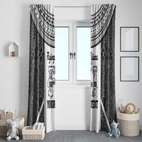 Custom Fiji Tapa Rugby Window Curtain Flying Fijian Black And White Version