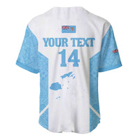 Custom Fiji Tapa Rugby Baseball Jersey Flying Fijian Blue And White Version