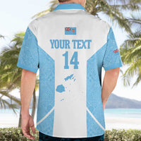 Custom Fiji Tapa Rugby Hawaiian Shirt Flying Fijian Blue And White Version