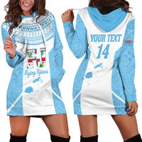 Custom Fiji Tapa Rugby Hoodie Dress Flying Fijian Blue And White Version