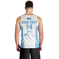 Custom Fiji Tapa Rugby Men Tank Top Flying Fijian Blue And White Version