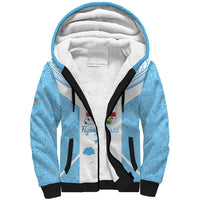 Custom Fiji Tapa Rugby Sherpa Hoodie Flying Fijian Blue And White Version