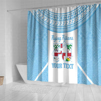 Custom Fiji Tapa Rugby Shower Curtain Flying Fijian Blue And White Version