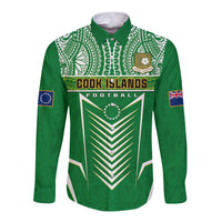 Cook Islands Football Long Sleeve Button Shirt Go Kuki Airani Polynesian Sporty Style LT14 Unisex Green - Polynesian Pride