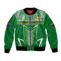 Personalised Cook Islands Football Bomber Jacket Go Kuki Airani Polynesian Sporty Style LT14 Unisex Green - Polynesian Pride