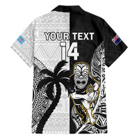 Custom Fiji And New Zealand Rugby Family Matching Long Sleeve Bodycon Dress and Hawaiian Shirt Aotearoa Silver Fern Mix Fijian Tapa Pattern