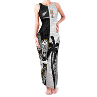 Custom Fiji And New Zealand Rugby Family Matching Tank Maxi Dress and Hawaiian Shirt Aotearoa Silver Fern Mix Fijian Tapa Pattern