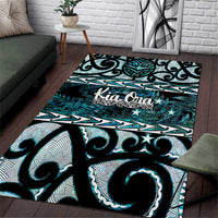Kia Ora New Zealand Area Rug Aotearoa Proud Maori Paua Shell Silver Fern - Polynesian Pride