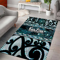 Kia Ora New Zealand Area Rug Aotearoa Proud Maori Paua Shell Silver Fern - Polynesian Pride