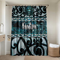 Kia Ora New Zealand Bathroom Set Aotearoa Proud Maori Paua Shell Silver Fern LT14 Shower Curtain Only Black - Polynesian Pride