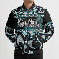 Kia Ora New Zealand Bomber Puffer Jacket Aotearoa Proud Maori Paua Shell Silver Fern - Polynesian Pride