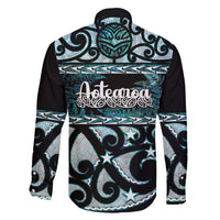 Kia Ora New Zealand Family Matching Off Shoulder Short Dress and Hawaiian Shirt Aotearoa Proud Maori Paua Shell Silver Fern - Polynesian Pride