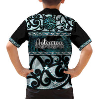 Kia Ora New Zealand Family Matching Puletasi and Hawaiian Shirt Aotearoa Proud Maori Paua Shell Silver Fern - Polynesian Pride