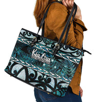 Kia Ora New Zealand Leather Tote Bag Aotearoa Proud Maori Paua Shell Silver Fern - Polynesian Pride