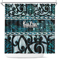 Kia Ora New Zealand Shower Curtain Aotearoa Proud Maori Paua Shell Silver Fern - Polynesian Pride