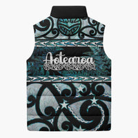 Kia Ora New Zealand Sleeveless Puffer Jacket Aotearoa Proud Maori Paua Shell Silver Fern - Polynesian Pride