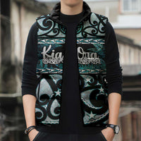 Kia Ora New Zealand Sleeveless Puffer Jacket Aotearoa Proud Maori Paua Shell Silver Fern - Polynesian Pride