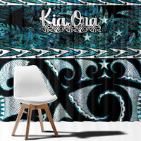 Kia Ora New Zealand Window Curtain Aotearoa Proud Maori Paua Shell Silver Fern - Polynesian Pride