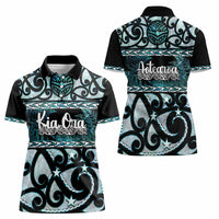 Kia Ora New Zealand Women Polo Shirt Aotearoa Proud Maori Paua Shell Silver Fern - Polynesian Pride
