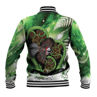 Piwakawaka New Zealand Christmas In July Baseball Jacket NZ Aroha Koru Fern Marble Vibes