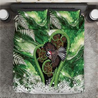 Piwakawaka New Zealand Christmas In July Bedding Set NZ Aroha Koru Fern Marble Vibes