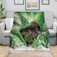 Piwakawaka New Zealand Christmas In July Blanket NZ Aroha Koru Fern Marble Vibes