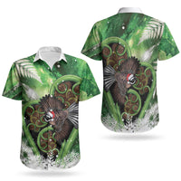 Piwakawaka New Zealand Christmas In July Couples Matching Off The Shoulder Long Sleeve Dress and Hawaiian Shirt NZ Aroha Koru Fern Marble Vibes LT14 - Polynesian Pride