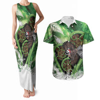Piwakawaka New Zealand Christmas In July Couples Matching Tank Maxi Dress and Hawaiian Shirt NZ Aroha Koru Fern Marble Vibes LT14 Green - Polynesian Pride