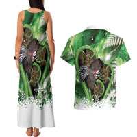 Piwakawaka New Zealand Christmas In July Couples Matching Tank Maxi Dress and Hawaiian Shirt NZ Aroha Koru Fern Marble Vibes LT14 - Polynesian Pride
