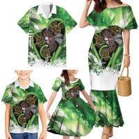 Piwakawaka New Zealand Christmas In July Family Matching Mermaid Dress and Hawaiian Shirt NZ Aroha Koru Fern Marble Vibes LT14 - Polynesian Pride