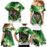 Piwakawaka New Zealand Christmas In July Family Matching Mermaid Dress and Hawaiian Shirt NZ Aroha Koru Fern Marble Vibes LT14 Mom's Dress Green - Polynesian Pride