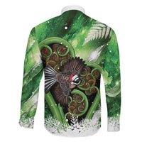 Piwakawaka New Zealand Christmas In July Family Matching Off Shoulder Maxi Dress and Hawaiian Shirt NZ Aroha Koru Fern Marble Vibes LT14 Son's Shirt Green - Polynesian Pride