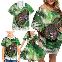Piwakawaka New Zealand Christmas In July Family Matching Off Shoulder Short Dress and Hawaiian Shirt NZ Aroha Koru Fern Marble Vibes LT14 - Polynesian Pride
