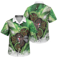 Piwakawaka New Zealand Christmas In July Family Matching Off Shoulder Short Dress and Hawaiian Shirt NZ Aroha Koru Fern Marble Vibes LT14 Son's Shirt Green - Polynesian Pride
