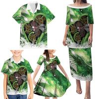 Piwakawaka New Zealand Christmas In July Family Matching Puletasi and Hawaiian Shirt NZ Aroha Koru Fern Marble Vibes LT14 - Polynesian Pride