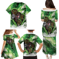 Piwakawaka New Zealand Christmas In July Family Matching Puletasi and Hawaiian Shirt NZ Aroha Koru Fern Marble Vibes LT14 Mom's Dress Green - Polynesian Pride