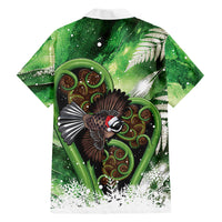 Piwakawaka New Zealand Christmas In July Family Matching Short Sleeve Bodycon Dress and Hawaiian Shirt NZ Aroha Koru Fern Marble Vibes LT14 Dad's Shirt - Long Sleeve Green - Polynesian Pride