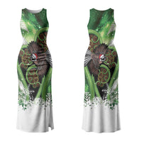 Piwakawaka New Zealand Christmas In July Family Matching Tank Maxi Dress and Hawaiian Shirt NZ Aroha Koru Fern Marble Vibes LT14 Mom's Dress Green - Polynesian Pride