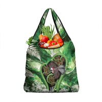 Piwakawaka New Zealand Christmas In July Grocery Bag NZ Aroha Koru Fern Marble Vibes
