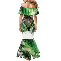 Piwakawaka New Zealand Christmas In July Mermaid Dress NZ Aroha Koru Fern Marble Vibes
