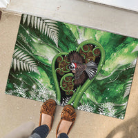 Piwakawaka New Zealand Christmas In July Rubber Doormat NZ Aroha Koru Fern Marble Vibes