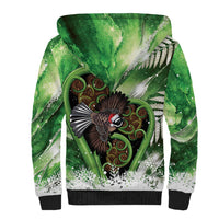 Piwakawaka New Zealand Christmas In July Sherpa Hoodie NZ Aroha Koru Fern Marble Vibes